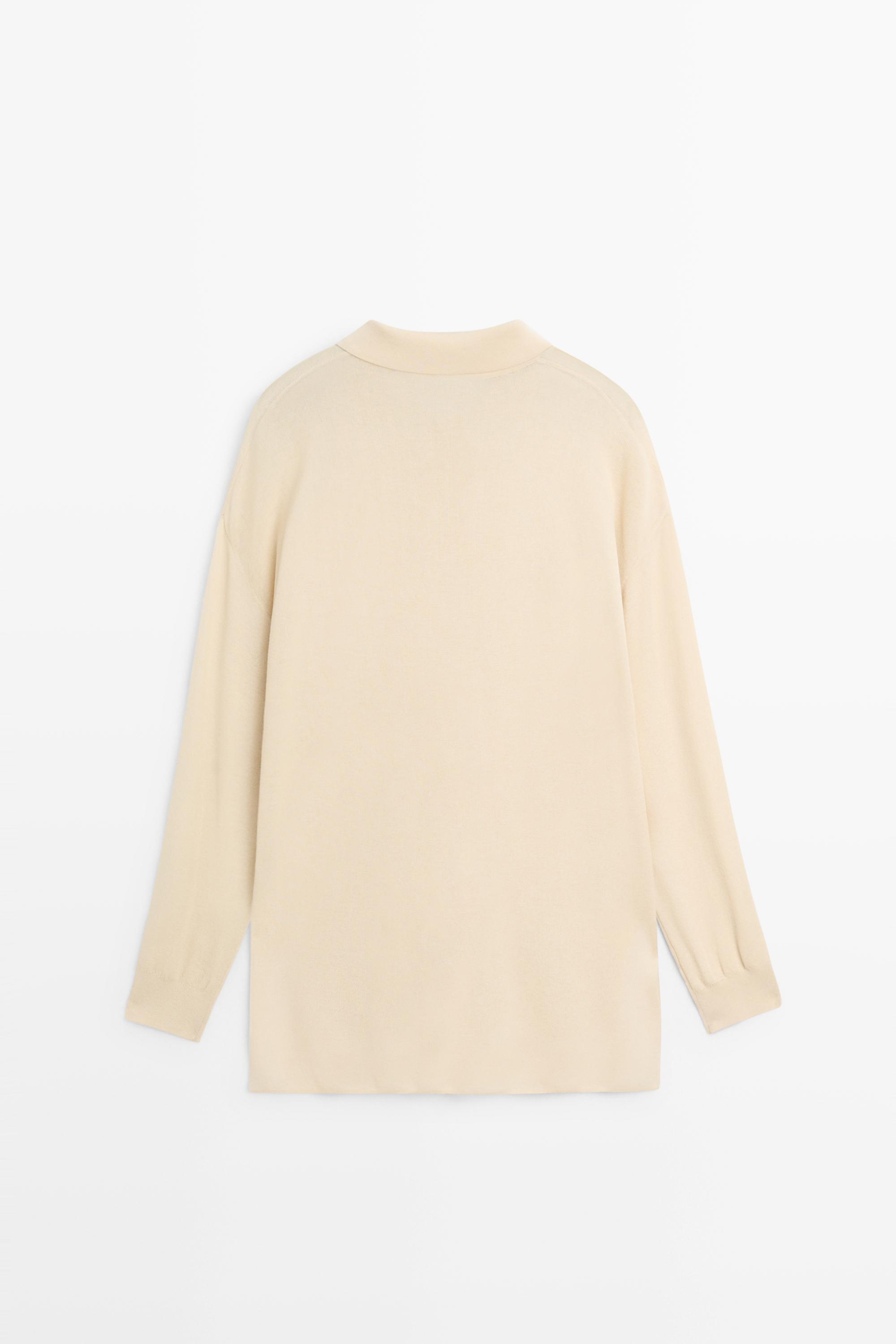 Cotton and silk blend polo sweater